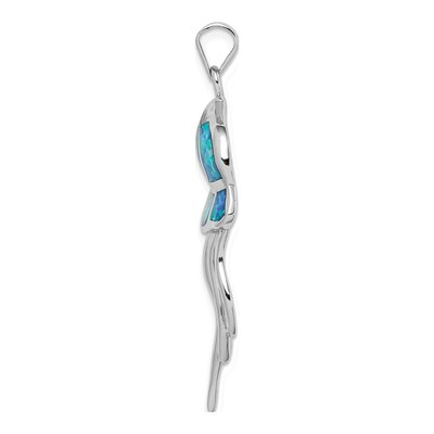 Sterling Silver Lab-Created Opal Jellyfish Pendant – view 3