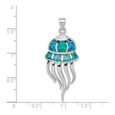 Sterling Silver Lab-Created Opal Jellyfish Pendant – view 5
