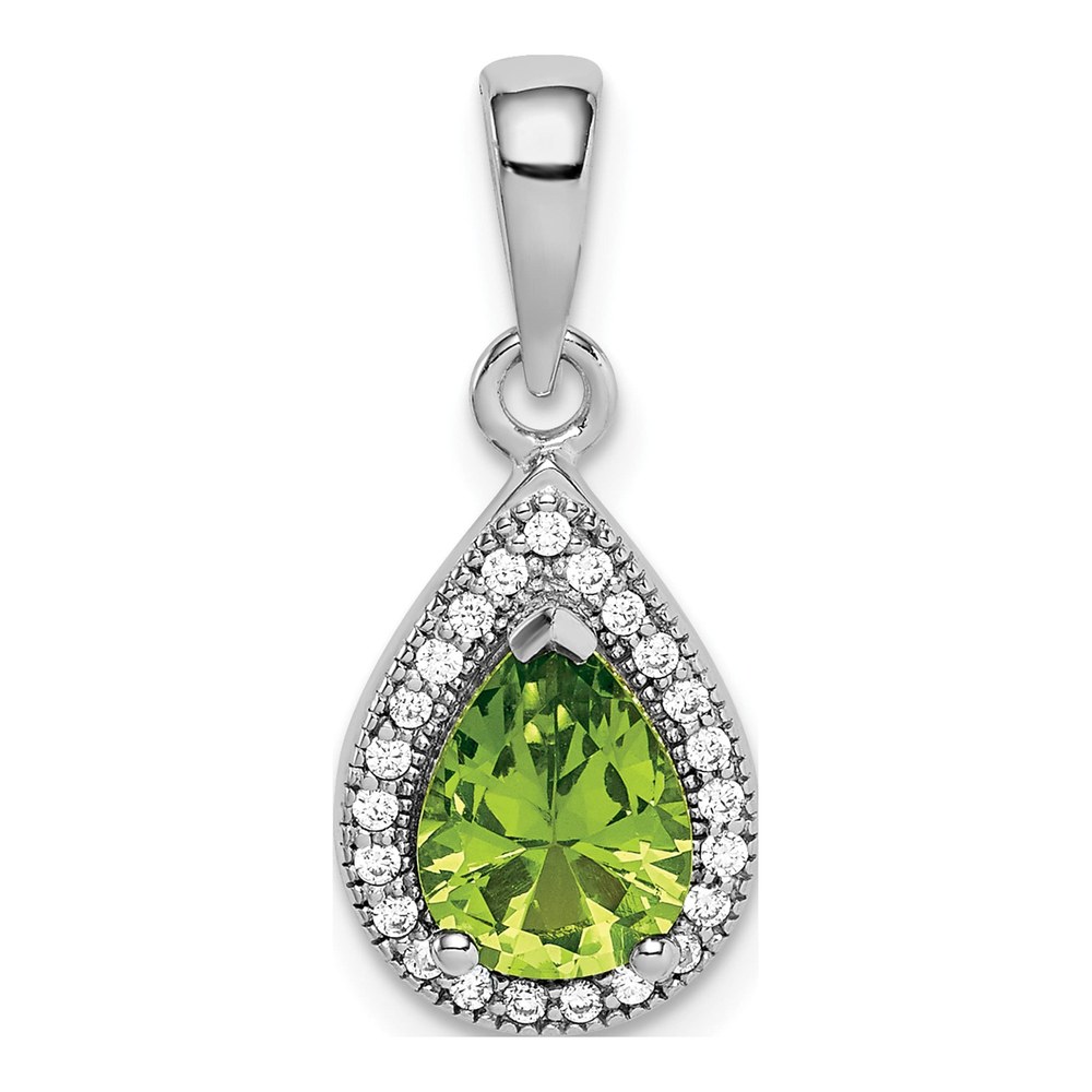 Sterling Silver Green CZ Birthstone Pendant