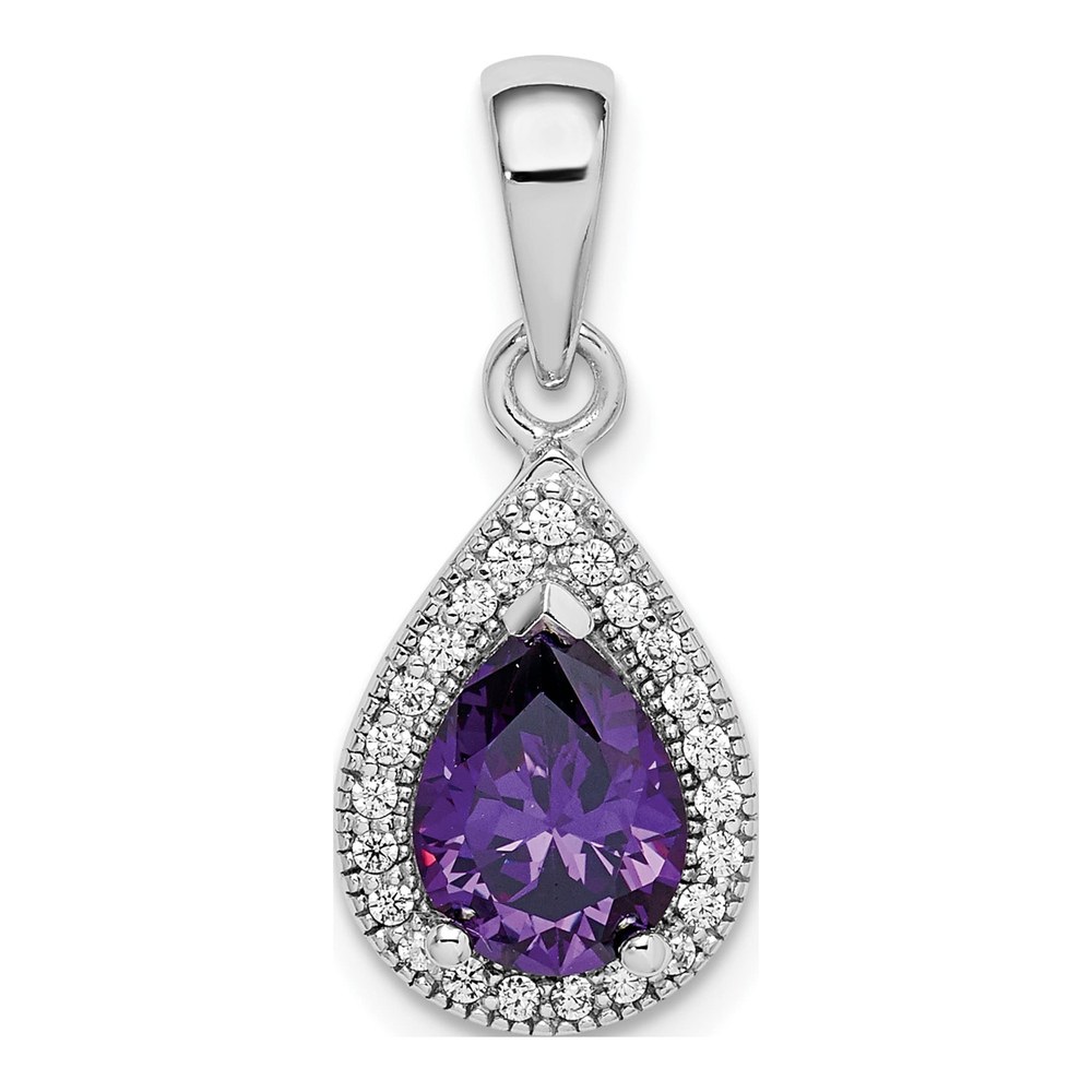 Sterling Silver CZ February Birthstone Pendant