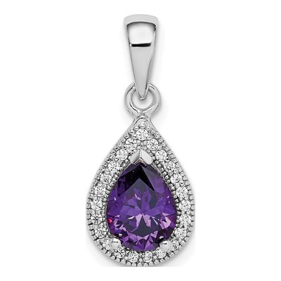 Sterling Silver CZ February Birthstone Pendant