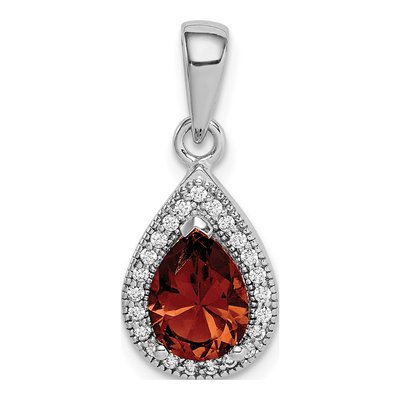 Sterling Silver CZ July Birthstone Pendant