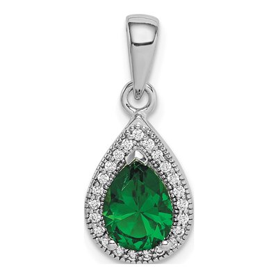 Sterling Silver CZ May Birthstone Pendant