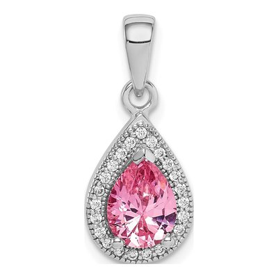 Sterling Silver CZ October Pendant
