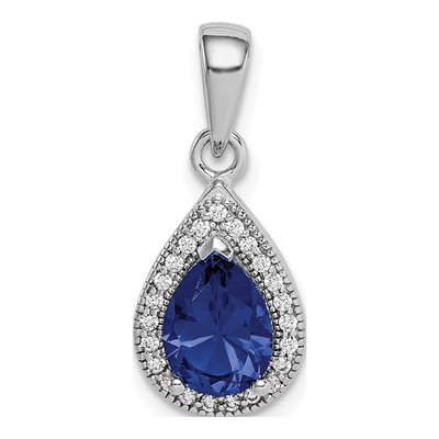 Sterling Silver CZ September Birthstone Pendant