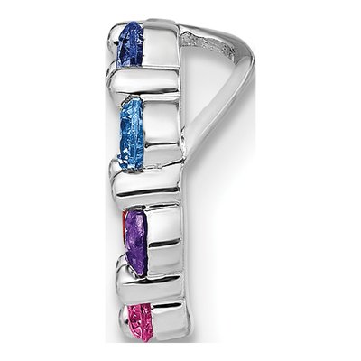 Sterling Silver CZ Colorful Circle Slide Pendant – view 3