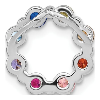 Sterling Silver CZ Colorful Circle Slide Pendant – view 4