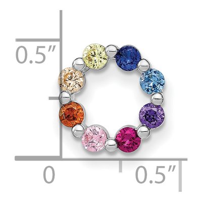 Sterling Silver CZ Colorful Circle Slide Pendant – view 5