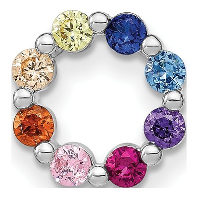 Sterling Silver CZ Colorful Circle Slide Pendant