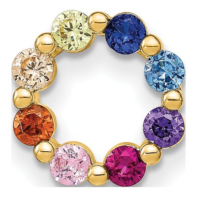 Gold-Plated Sterling Silver CZ Multi-Color Circle Charm