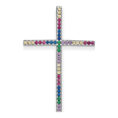 Sterling Silver CZ Cross Slide Pendant