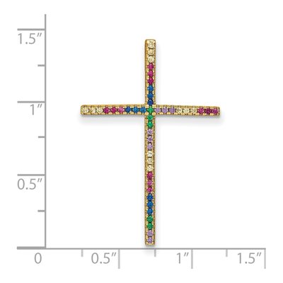 Gold-Plated Sterling Silver CZ Cross Slide Pendant – view 5