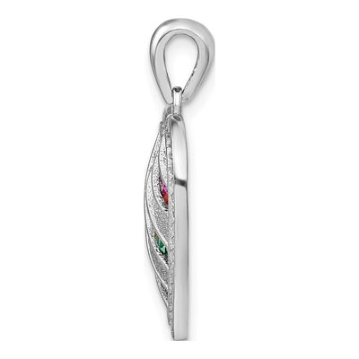 Sterling Silver CZ Multicolor Open Heart Pendant – view 3