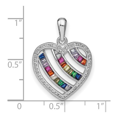 Sterling Silver CZ Multicolor Open Heart Pendant – view 5