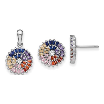 Sterling Silver CZ Earring & Pendant Set