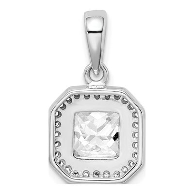 Sterling Silver CZ Clear Square Pendant – view 4