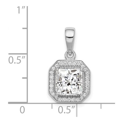 Sterling Silver CZ Clear Square Pendant – view 5