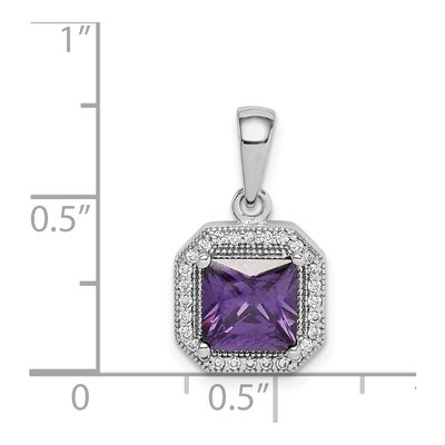 Sterling Silver CZ February Birthstone Pendant – view 5
