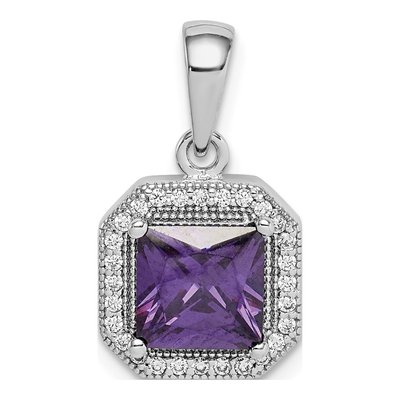 Sterling Silver CZ February Birthstone Pendant