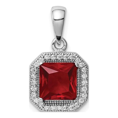 Sterling Silver CZ July Birthstone Pendant