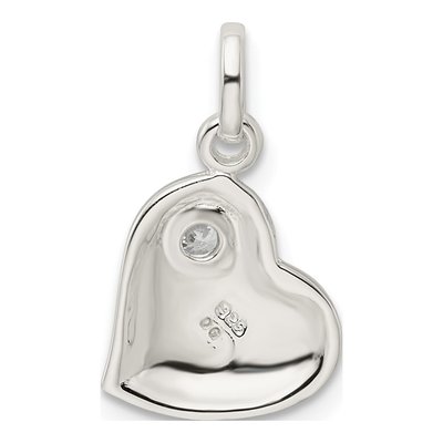 Sterling Silver CZ Heart Pendant – view 4