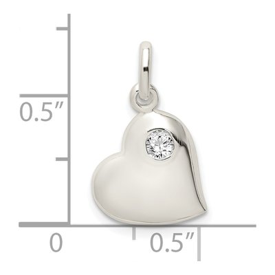 Sterling Silver CZ Heart Pendant – view 5