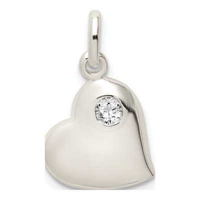 Sterling Silver CZ Heart Pendant