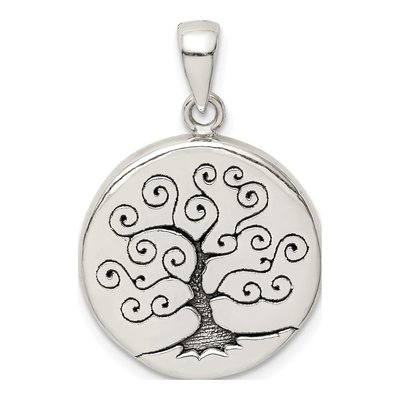 Sterling Silver Antiqued Tree Pendant