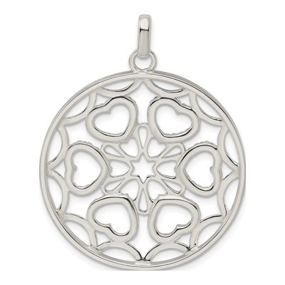Sterling Silver CZ Hearts Circle Pendant – view 5