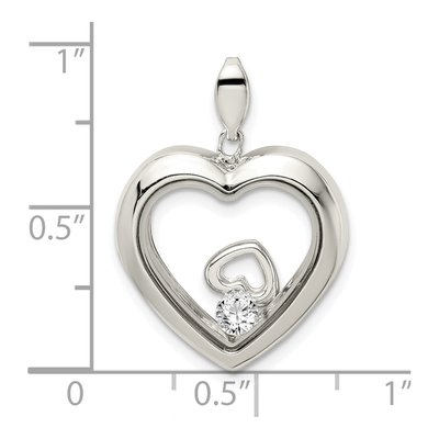 Sterling Silver CZ Heart Glass Pendant – view 5