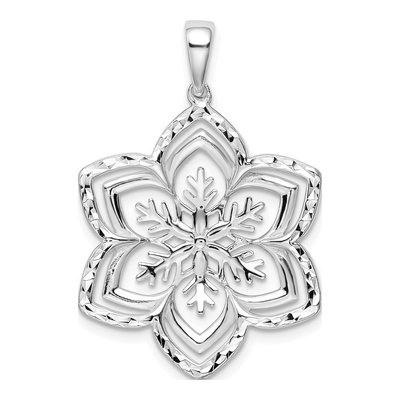 Sterling Silver Diamond-Cut Snowflake Pendant – view 4