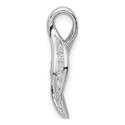Sterling Silver CZ Leaf Slide Pendant – view 3