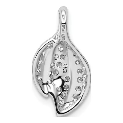 Sterling Silver CZ Leaf Slide Pendant – view 4