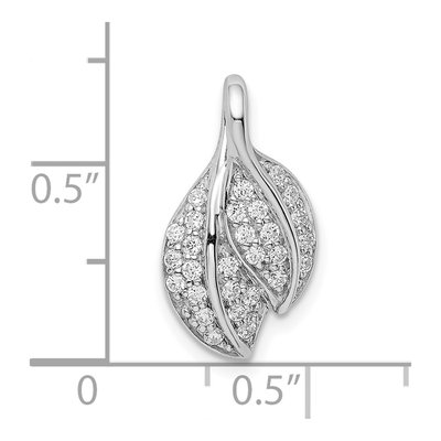 Sterling Silver CZ Leaf Slide Pendant – view 5