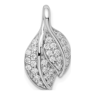 Sterling Silver CZ Leaf Slide Pendant
