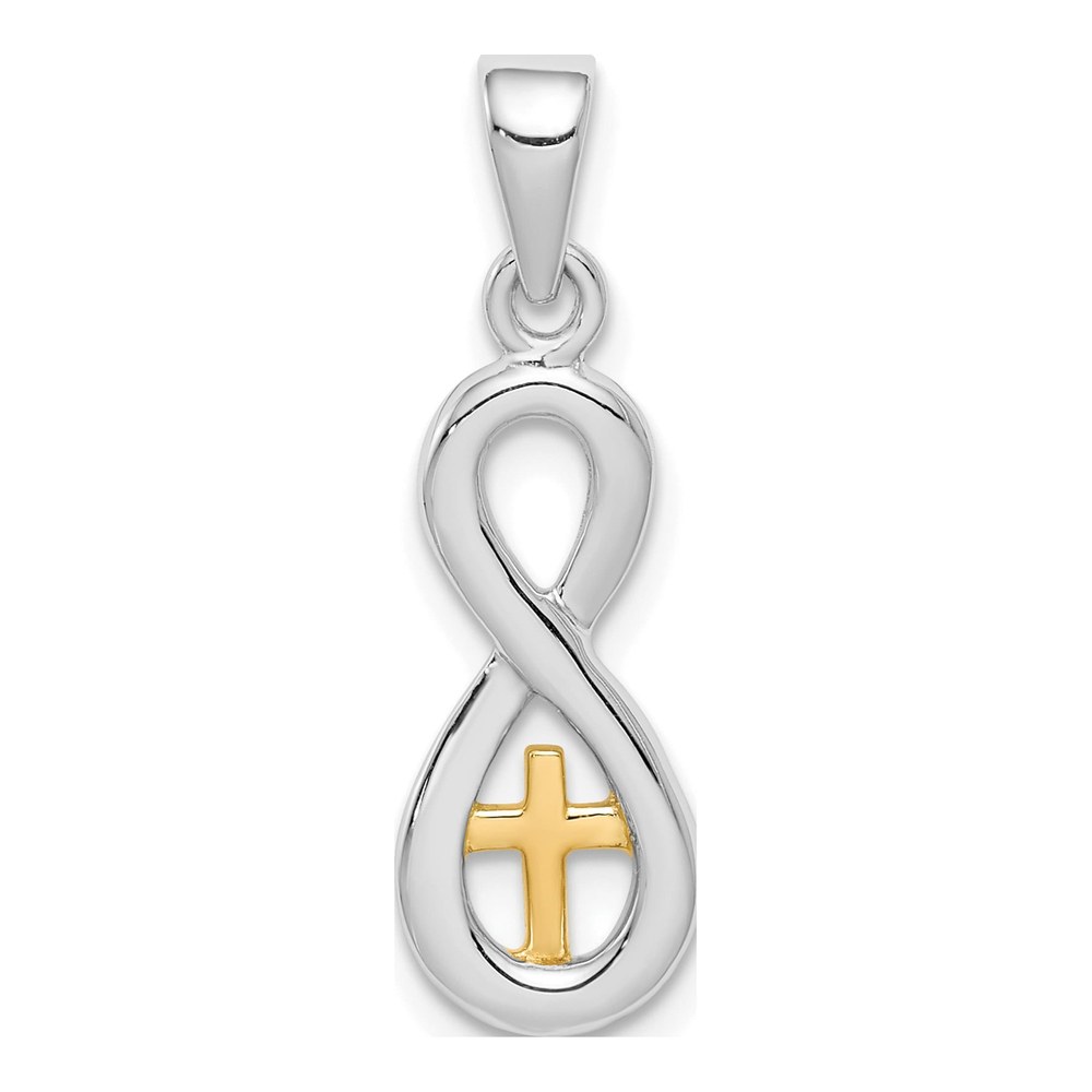 Sterling Silver Cross Infinity Pendant, Two-Tone
