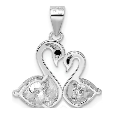 Sterling Silver CZ Swan Couple Pendant – view 4