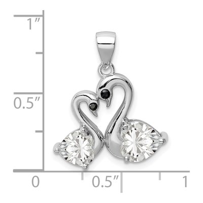Sterling Silver CZ Swan Couple Pendant – view 5