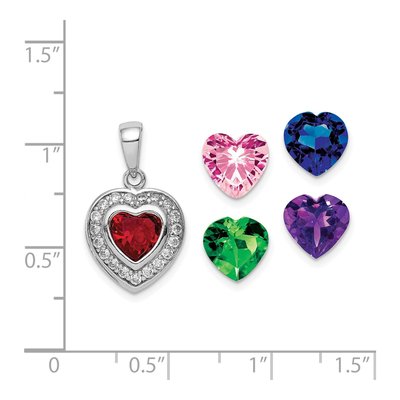 Sterling Silver CZ Heart Pendant – view 5