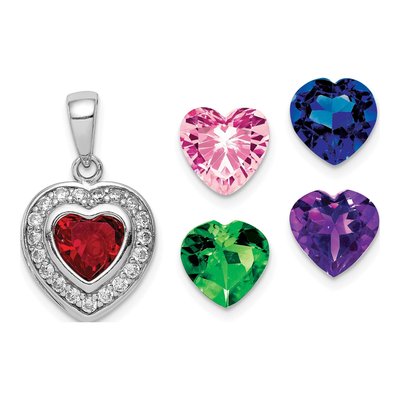 Sterling Silver CZ Heart Pendant