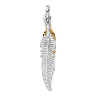 Sterling Silver Double Feather Pendant – view 4