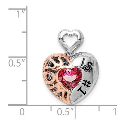 Rose Gold-Plated Sterling Silver CZ Mom Is Number 1 Pendant – view 5
