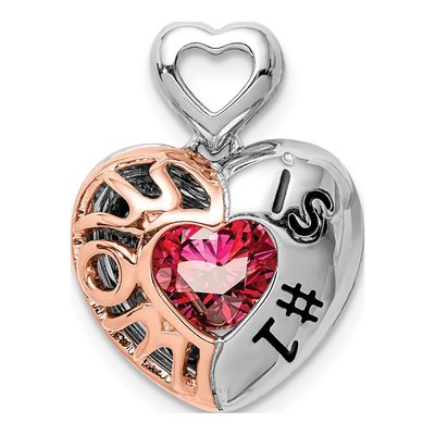 Rose Gold-Plated Sterling Silver CZ Mom Is Number 1 Pendant