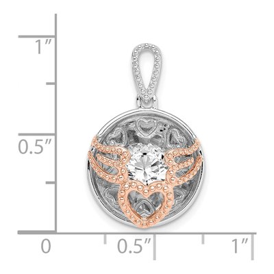Rose Gold-Plated Sterling Silver CZ Heart Wings Pendant – view 5