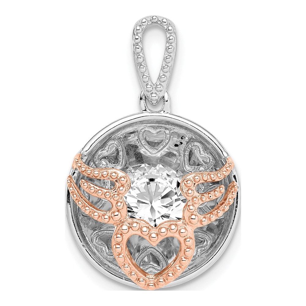 Sterling Silver Heart & Wings CZ Pendant