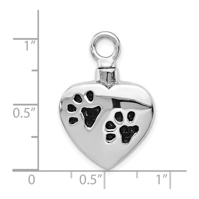 Sterling Silver Paw Print Heart Ash Holder Pendant – view 5