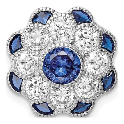 Sterling Silver CZ Flower Slide Pendant