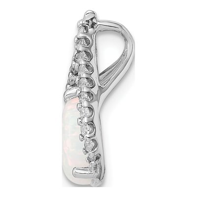 Sterling Silver Lab-Created Opal & CZ Slide Pendant – view 3