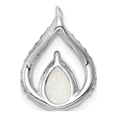 Sterling Silver Lab-Created Opal & CZ Slide Pendant – view 4