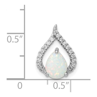 Sterling Silver Lab-Created Opal & CZ Slide Pendant – view 5